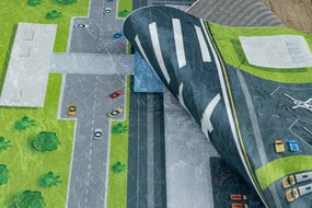 Detský koberec protišmykový BAMBINO 46990 letisko, zelený / sivý