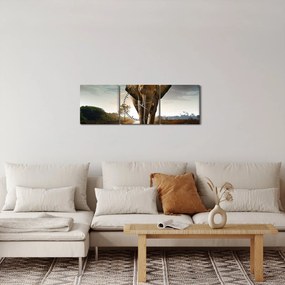 Obraz slona (s hodinami) (90x30 cm)