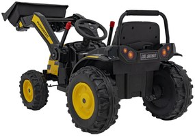 Batériový bager-traktor pre deti žltý + pohyblivé rameno lyžice + diaľkové ovládanie + pomalý štart + FM rádio + LED