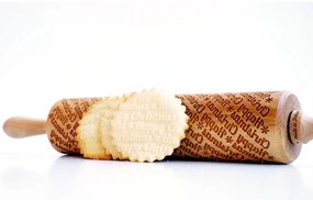 Drevený vianočný embosovaný valček na cesto Valek Happy Christmass