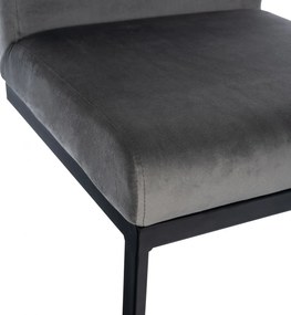 Barová stolička Hopewell B - zamat, čierny rám - šedá