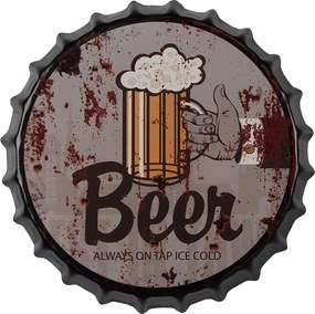Nástenná guľatá ceduľa Beer - Ø 33 cm