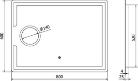 Mexen Onyx, LED kúpeľňové zrkadlo s podsvietením a kozmetickým zrkadielkom 80x60 cm, 6000K, ochrana proti zahmlievaniu, 9813-080-060-611-00