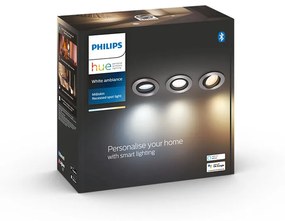 Philips HUE LED White Ambiance Milliskin zapustené bodové svietidlo 3-set GU10 3x5W 1050lm 2200-6500K hliník stmievateľné BlueTooth