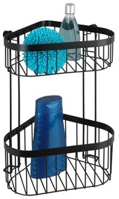 Čierny nástenný dvojposchodový rohový košík Wenko Classic Plus