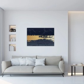 Obraz - Modrá a zlatá abstrakcia N⁰2 (90x60 cm)