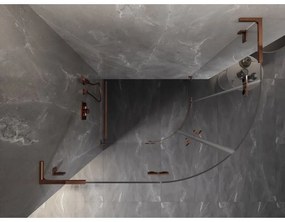 Mexen Lunar, L polkruhový výklopný sprchový kút 100 x 80 cm, 8mm číre sklo, profil ružové zlato, 833L-100L-080P-60-00