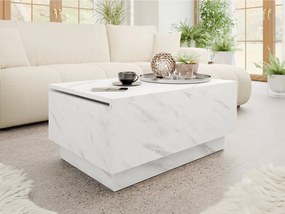 Konferenčný stolík s úložným priestorom Naeska 90 x 60, Farby: biely mramor