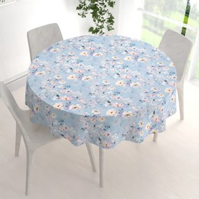 Biante Zamatový okrúhly obrus Tamara TMR-044 Jarné kvety na nebesky modrom Ø 50 cm