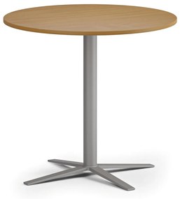 Konferenčný stolík AURA, priemer 80 cm, sivostrieborná podnož, buk