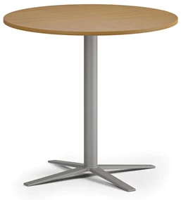 Konferenčný stolík AURA, priemer 80 cm, sivostrieborná podnož, buk