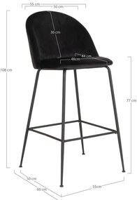 Čierne zamatové barové stoličky v súprave 2 ks 108 cm Lausanne – House Nordic