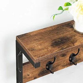 Nástěnný předsíňový věšák Vasagle Selvia černý/hnědý