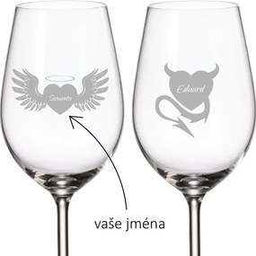 Dekorant Svadobné poháre na biele víno ANJEL A DIABOL 350 ML 2KS