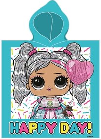 Dievčenské pončo - osuška s kapucňou L.O.L. Surprise - motív Happy Day - 100% bavlna s gramážou 300 g/m² - 50 x 110 cm