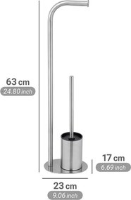 Stojan na toaletný papier so štetkou z nehrdzavejúcej ocele v matne striebornej farbe Levante – Wenko