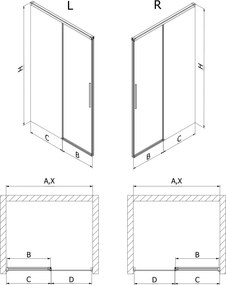 Mexen Rox, posuvné sprchové dvere 100 cm, 8mm číre sklo, oceľový profil, 8C2-100-000-97-00