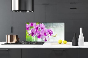 Sklenený obklad Do kuchyne Orchidey kvapky príroda 120x60 cm