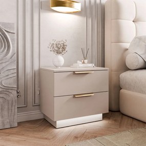 NOČNÝ STOLÍK MARION 2S KAŠMÍR ZLATÉ ÚCHYTKY LED