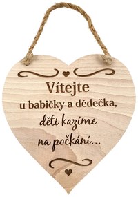 AMADEA Drevené srdce s textom Vitajte u babičky a deduška, deti.., masívne drevo, 16 x 15 cm