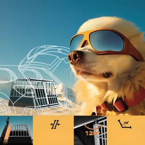 Prepravka pre psa BRUNO, 97x90x70cm, strieborná/čierna Cadoca