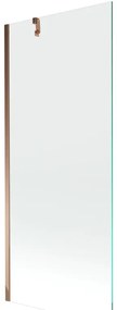 Mexen Next, vaňová zástena 1-krídlová 80 x 150 cm, fixné krídlo, 6 mm číre sklo, ružové zlato profil, 895-080-000-00-00-60