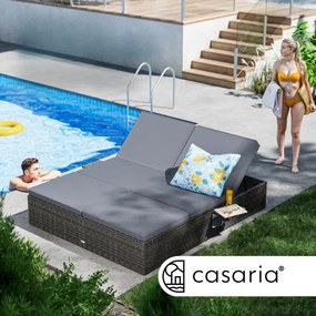 InternetovaZahrada Záhradná ratanová posteľ 200x160 cm sivá - antracit podušky