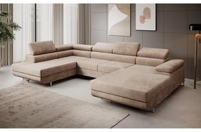 Rohová rozkladacia sedacia súprava U 274 MARYEN Pravá Svetlo hnedá