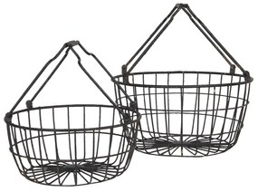 Čierne drôtené košíky (2 ks) - Ø 30 * 17 / Ø 25 * 13 cm