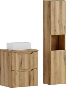 Kúpeľňová zostava Nova Gaja s doskou, umývadlom a skrinkami 50 cm dub coast evoke