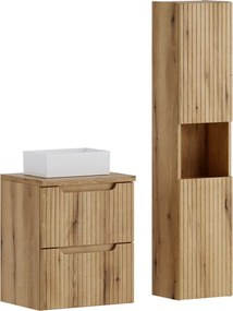Koupelnová sestava Nova Gaja s deskou, umyvadlem a skříňkami 50 cm dub coast evoke