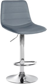 Barová stolička Lex - koženka, chróm rám - šedá