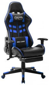 vidaXL Herná stolička s opierkou na nohy čierno-modrá umelá koža-