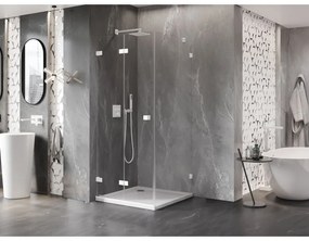 Mexen Lunar-F, skladací sprchový kút ľavý 80 x 80 cm, 8mm číre sklo, biely profil, 836-080-080-20-00-L