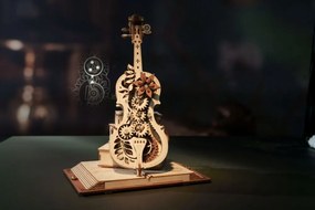 Robotime 3D drevené mechanické puzzle Čarovné violončelo 199 ks