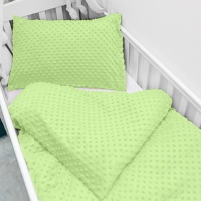 Biante Detské posteľné obliečky do postieľky Minky 3D bodky MKP-005 Pastelové svetlo zelené Do postieľky 90x120 a 40x60 cm