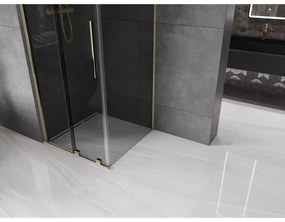 Mexen Velar, sprchový kút s posuvnými dverami 90 x 90 cm, 8mm šedé sklo, zlatá lesklá, 871-090-090-41-50