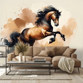 Tapeta dynamický hnedý kôň v pohybe