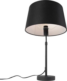 Stolná lampa čierna s ľanovým tienidlom čiernym 35 cm nastaviteľná - Parte