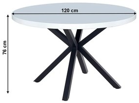 Tempo Kondela Jedálenský stôl, biela matná/čierna, priemer 120 cm, MEDOR