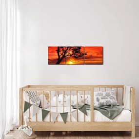 Obraz - Západ slnka (s hodinami) (90x30 cm)