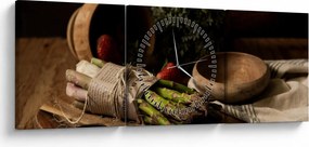 Obraz špargle na stole (s hodinami) (90x30 cm)