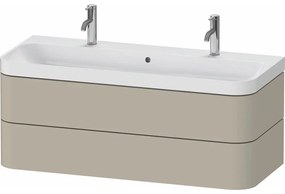 DURAVIT Happy D.2 Plus c-shaped závesná skrinka s nábytkovým umývadlom s dvomi otvormi, 2 zásuvky, 1175 x 490 x 480 mm, taupe matná lakovaná, HP4379O60600000