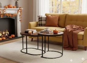 Sada 2 konferenčných stolíkov MILL hnedá FAT1988