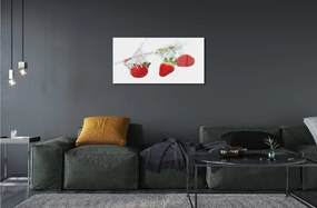 Obraz na skle Water Strawberry biele pozadie 120x60 cm
