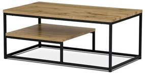 Konferenční stůl s policí,110x60 cm, dekor divoký dub, černý kov