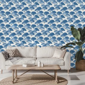 Tapeta modré akvarelové listy