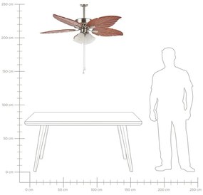 Stropný ventilátor so svetlom svetlé drevo/strieborný GILA Beliani