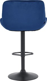 Barová stolička Solon - zamat, čierny rám - modrá