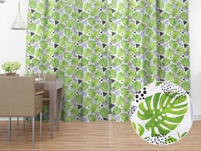 Biante Bavlnený záves Sandra SA-175 Zelené listy Monstera 150x210 cm